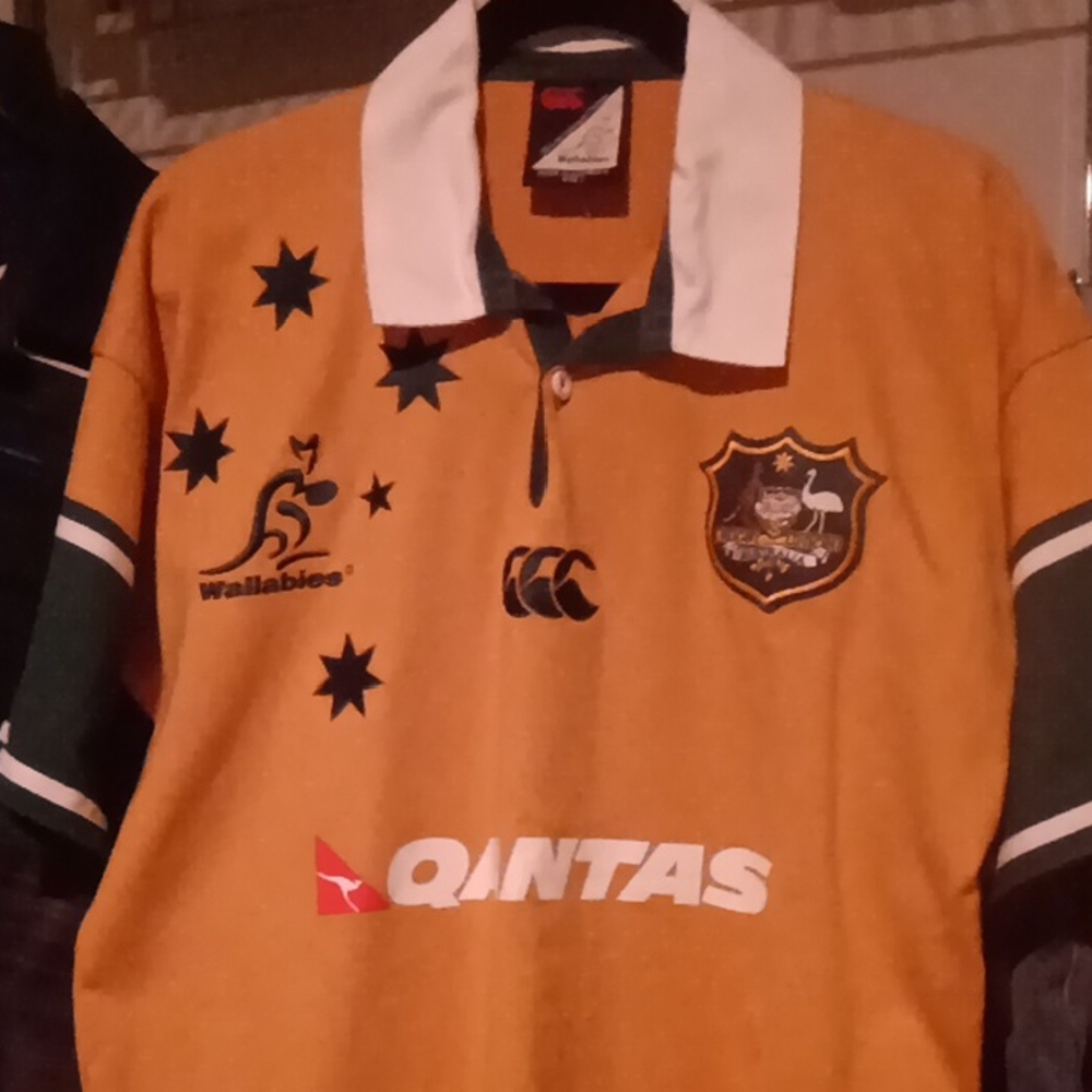Gold Rugby Polo Shirt with Logos